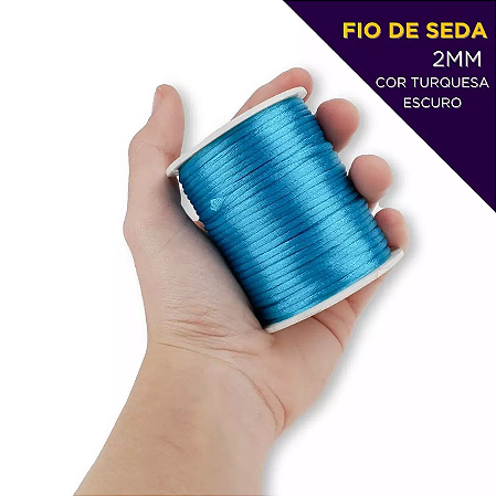 Cordão Acetinado Rabo de Rato - Fio de Seda - 2mm - Rolo C/50 Mts COR:TURQUESA-ESCURO