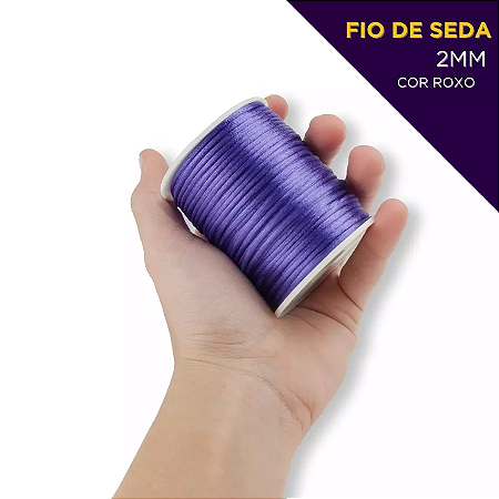 Cordão Acetinado Rabo de Rato - Fio de Seda - 2mm - Rolo C/50 Mts Cor:ROXO