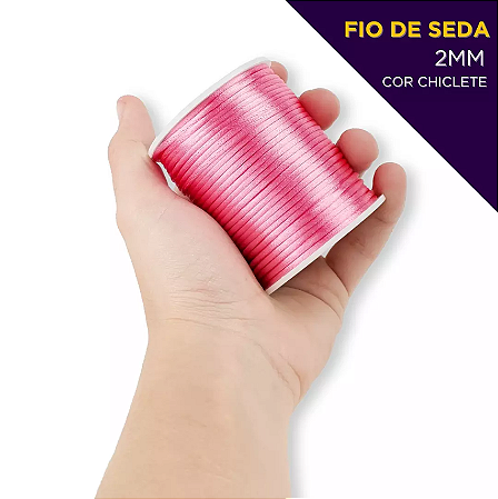 Cordão Acetinado Rabo de Rato - Fio de Seda - 2mm - Rolo C/50 Mts Cor:ROSA-CHICLETE