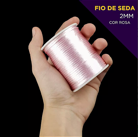 Cordão Acetinado Rabo de Rato - Fio de Seda - 2mm - Rolo C/50 Mts Cor:ROSA-BEBE