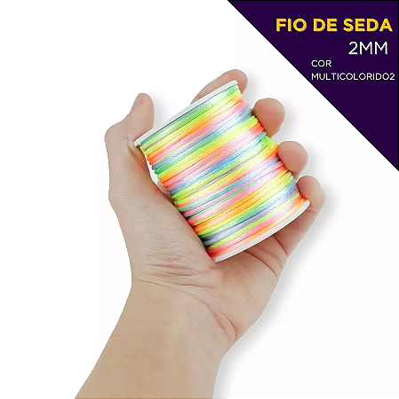 Cordão Acetinado Rabo de Rato - Fio de Seda - 2mm - Rolo C/50 Mts COR:MULT-CLARO