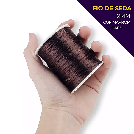 Cordão Acetinado Rabo de Rato - Fio de Seda - 2mm - Rolo C/50 Mts COR:MARROM-CAFE