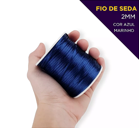 Cordão Acetinado Rabo de Rato - Fio de Seda - 2mm - Rolo C/50 Mts COR:MARINHO