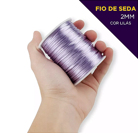 Cordão Acetinado Rabo de Rato - Fio de Seda - 2mm - Rolo C/50 Mts Cor:LILAS