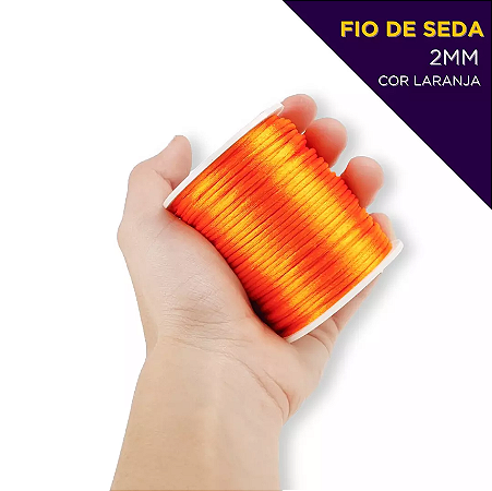 Cordão Acetinado Rabo de Rato - Fio de Seda - 2mm - Rolo C/50 Mts Cor:LARANJA
