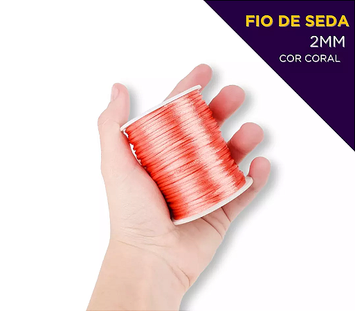 Cordão Acetinado Rabo de Rato - Fio de Seda - 2mm - Rolo C/50 Mts COR:CORAL