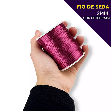 Cordão Acetinado Rabo de Rato - Fio de Seda - 2mm - Rolo C/50 Mts COR:BETERRABA