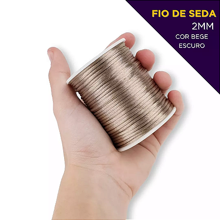 Cordão Acetinado Rabo de Rato - Fio de Seda - 2mm - Rolo C/50 Mts COR:BEGE-ESCURO