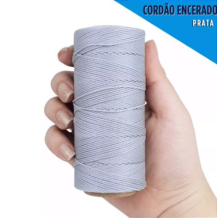 Cordão Encerado P/ Artesanato - 1mm - Rolo C/100 Mts COR:PRATA