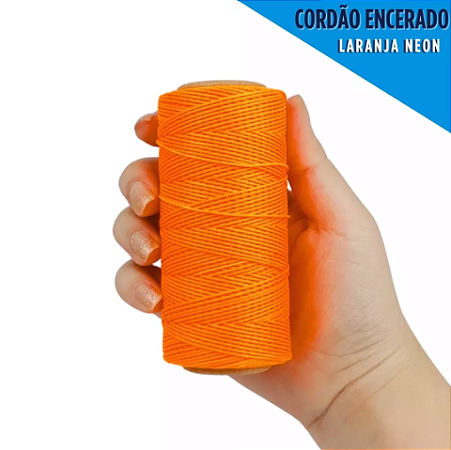 Cordão Encerado P/ Artesanato - 1mm - Rolo C/100 Mts COR:LARANJA-NEON