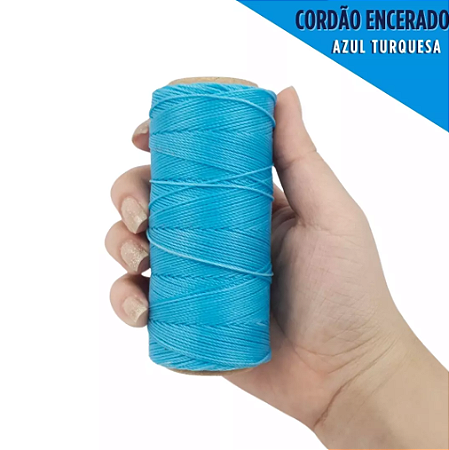 Cordão Encerado P/ Artesanato - 1mm - Rolo C/100 Mts COR:AZUL-TURQUESA