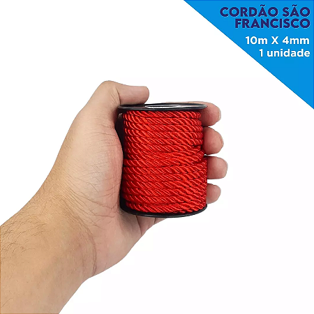 Cordao Sao Francisco - 04mm - Rolo C/10 Metros Cor:VERMELHO-145