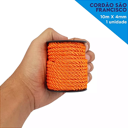 Cordao Sao Francisco - 04mm - Rolo C/10 Metros Cor:LARANJA-523