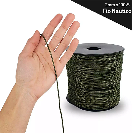 Fio Náutico - 2,5 mm - Rolo C/100 Mts - Cordão De Poliéster Cor:VERDE-MUSGO-260
