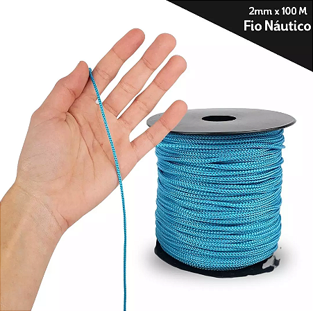 Fio Náutico - 2,5 mm - Rolo C/100 Mts - Cordão De Poliéster Cor:VERDE-JADE-539