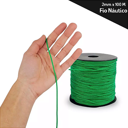 Fio Náutico - 2,5 mm - Rolo C/100 Mts - Cordão De Poliéster Cor:VERDE-BANDEIRA-540