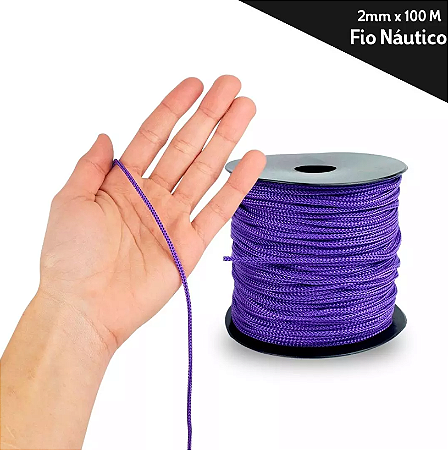 Fio Náutico - 2,5 mm - Rolo C/100 Mts - Cordão De Poliéster Cor:ROXO-218