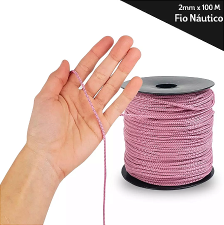 Fio Náutico - 2,5 mm - Rolo C/100 Mts - Cordão De Poliéster Cor:ROSE-135