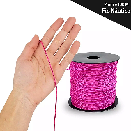 Fio Náutico - 2,5 mm - Rolo C/100 Mts - Cordão De Poliéster Cor:PINK-312