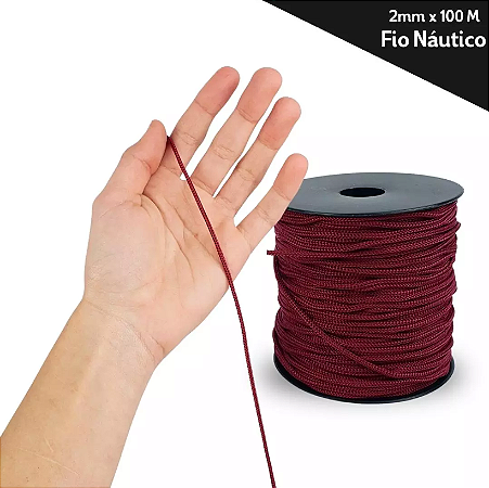 Fio Náutico - 2,5 mm - Rolo C/100 Mts - Cordão De Poliéster Cor:BORDO-527