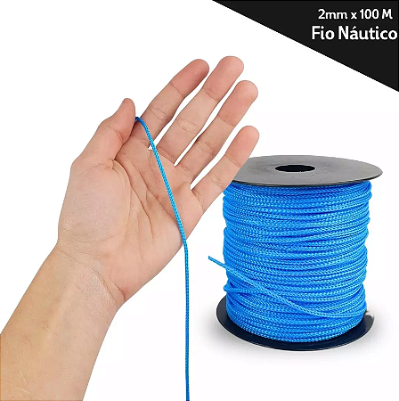 Fio Náutico - 2,5 mm - Rolo C/100 Mts - Cordão De Poliéster Cor:AZUL-TURQUESA-199