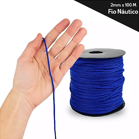 Fio Náutico - 2,5 mm - Rolo C/100 Mts - Cordão De Poliéster Cor:AZUL-ROYAL-207