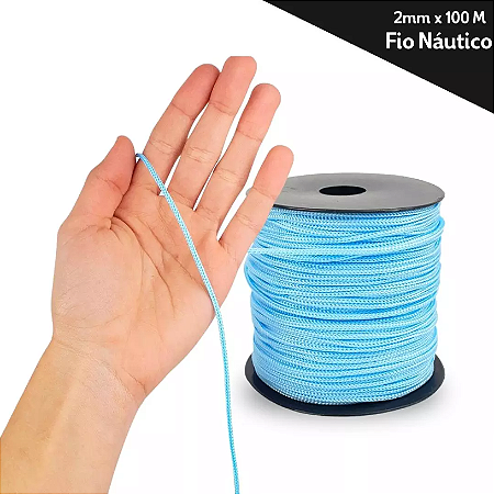 Fio Náutico - 2,5 mm - Rolo C/100 Mts - Cordão De Poliéster Cor:AZUL-BEBE-177