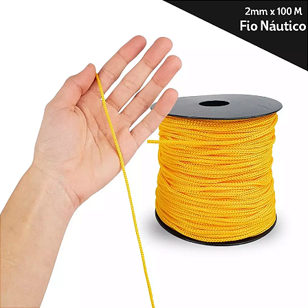 Fio Náutico - 2,5 mm - Rolo C/100 Mts - Cordão De Poliéster Cor:AMARELO-OURO-110