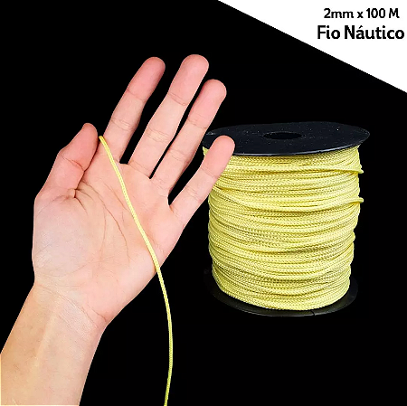 Fio Náutico - 2,5 mm - Rolo C/100 Mts - Cordão De Poliéster Cor:AMARELO-BEBE-104