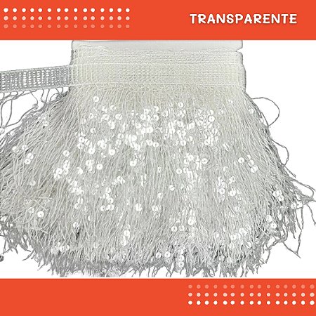 Franja Paetê Lantejoula MOD:01-20cm - Rl C/9.14 Metros TRANSPARENTE