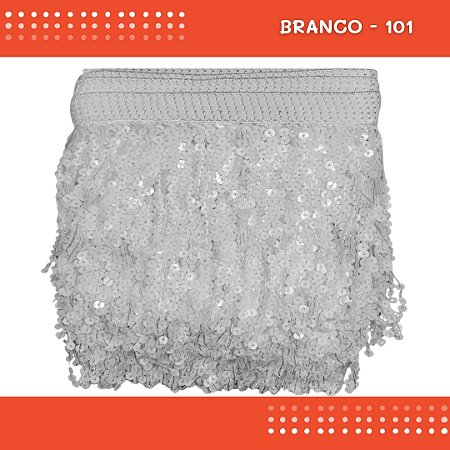 Franja Paetê Lantejoula MOD:01-20cm - Rl C/9.14 Metros BRANCO-101