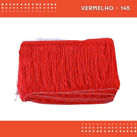 Franja de Tecido Acetinado - 30 cm - Grade de Cores - Rolo C/10 Mts COR:VERMELHO-145