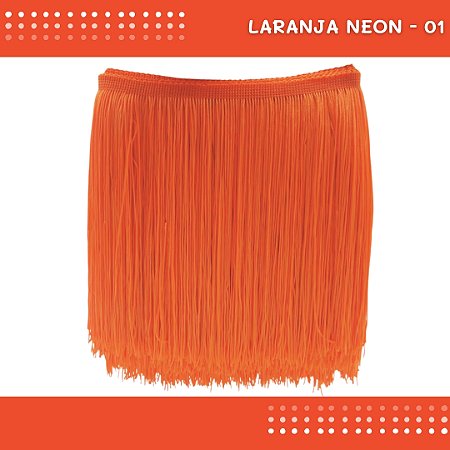 Franja de Tecido Acetinado - 30 cm - Grade de Cores - Rolo C/10 Mts COR:LARANJA-NEON-01