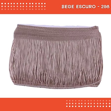 Franja de Tecido Acetinado - 30 cm - Grade de Cores - Rolo C/10 Mts COR:BEGE-ESCURO-298