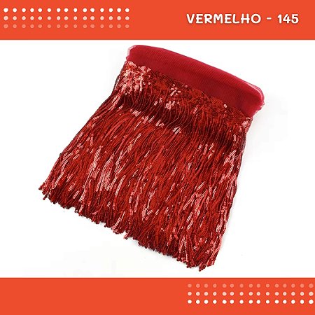 Franja Paetê Lantejoula MOD:02 - 20cm - Rl C/9.14 Metros Cor:VERMELHO-145