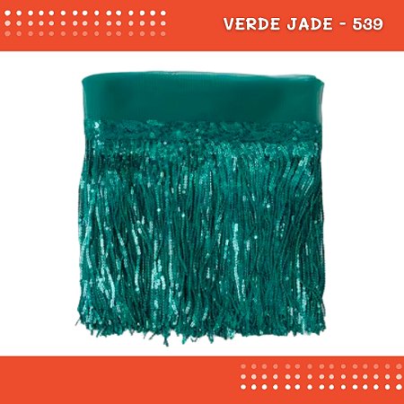 Franja Paetê Lantejoula MOD:02 - 20cm - Rl C/9.14 Metros Cor:VERDE-JADE-539