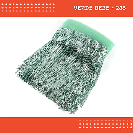 Franja Paetê Lantejoula MOD:02 - 20cm - Rl C/9.14 Metros Cor:VERDE-BEBE-238
