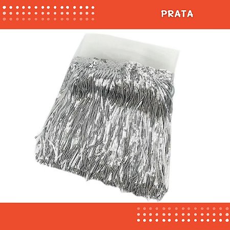 Franja Paetê Lantejoula MOD:02 - 20cm - Rl C/9.14 Metros Cor:PRATA