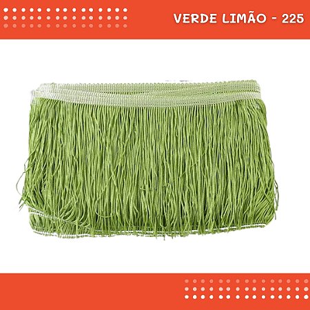 Franja de Tecido Acetinado - 20 cm - Grade de Cores - Rolo C/10 Mts COR:VERDE-LIMAO-225