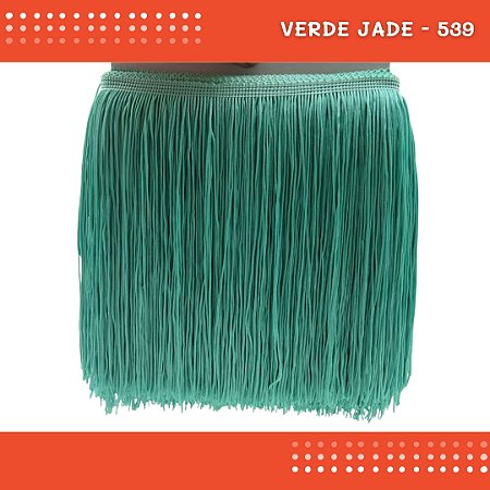 Franja de Tecido Acetinado - 20 cm - Grade de Cores - Rolo C/10 Mts COR:VERDE-JADE-539