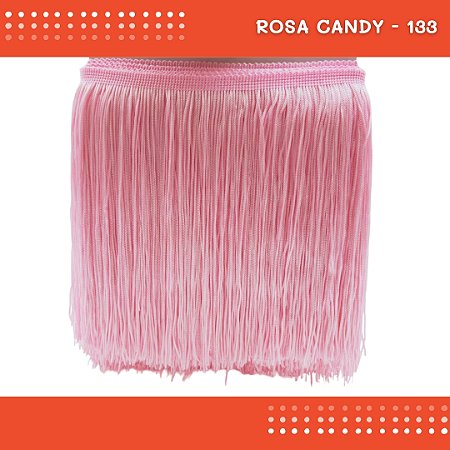 Franja de Tecido Acetinado - 20 cm - Grade de Cores - Rolo C/10 Mts COR:ROSA-CANDY-133