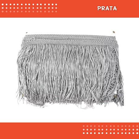 Franja de Tecido Acetinado - 20 cm - Grade de Cores - Rolo C/10 Mts COR:PRATA