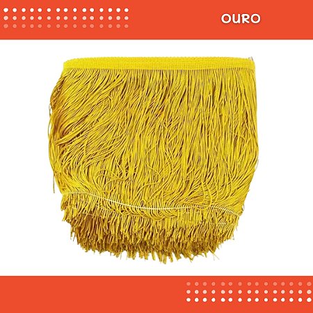 Franja de Tecido Acetinado - 20 cm - Grade de Cores - Rolo C/10 Mts COR:OURO