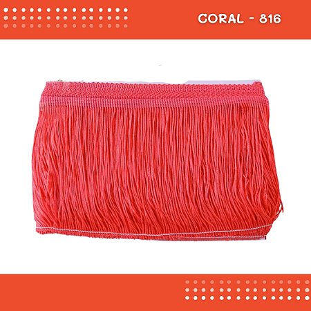 Franja de Tecido Acetinado - 20 cm - Grade de Cores - Rolo C/10 Mts COR:CORAL-816