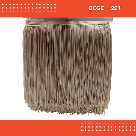 Franja de Tecido Acetinado - 20 cm - Grade de Cores - Rolo C/10 Mts COR:BEGE-297