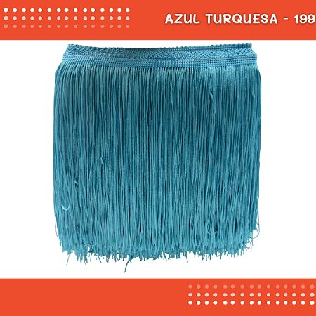 Franja de Tecido Acetinado - 20 cm - Grade de Cores - Rolo C/10 Mts COR:AZUL-TURQUESA-199