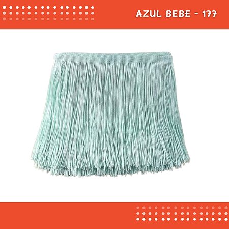 Franja de Tecido Acetinado - 20 cm - Grade de Cores - Rolo C/10 Mts COR:AZUL-BEBE-177