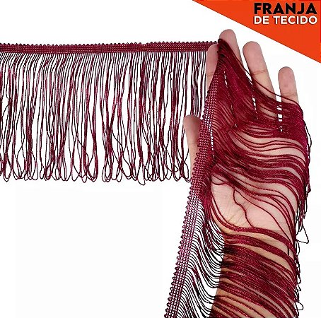 Franja de Tecido Acetinado - 15cm - Grade de Cores - Rolo C/10 Mts COR:VINHO-CLARO-527