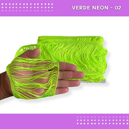 Franja de Tecido Acetinado - 15cm - Grade de Cores - Rolo C/10 Mts COR:VERDE-NEON-02