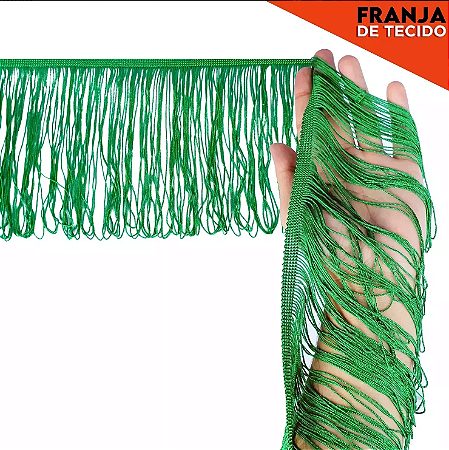 Franja de Tecido Acetinado - 15cm - Grade de Cores - Rolo C/10 Mts COR:VERDE-BANDEIRA-540